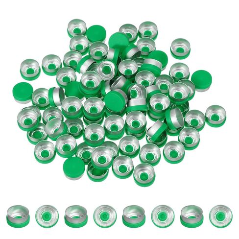 PATIKIL 150 Pcs Plastic Vial Caps, 13mm Aluminum Plastic Vial Top Caps Vial Seals for Lab Glass Vial Oral Liquid Bottles Freeze Dried Bottles, Green in Saudi Arabia