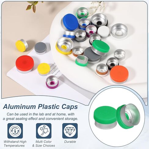 PATIKIL 150 Pcs Plastic Vial Caps, 13mm Aluminum Plastic Vial Top Caps Vial Seals for Lab Glass Vial Oral Liquid Bottles Freeze Dried Bottles, Green in Saudi Arabia