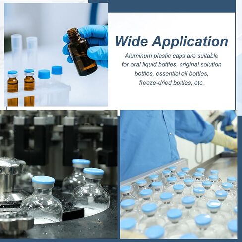 PATIKIL 150 Pcs Plastic Vial Caps, 13mm Aluminum Plastic Vial Top Caps Vial Seals for Lab Glass Vial Oral Liquid Bottles Freeze Dried Bottles, Green in Saudi Arabia