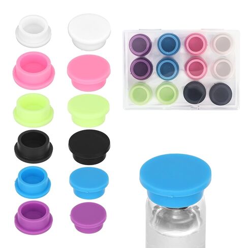 12 Pcs 3ml Glass Vials Protective Caps, 6 Assorted Colors Reusable Leak-Proof Protective Peptide Vial Bottle Lids for Injection Vials Organize and Quickly Identify in Saudi Arabia