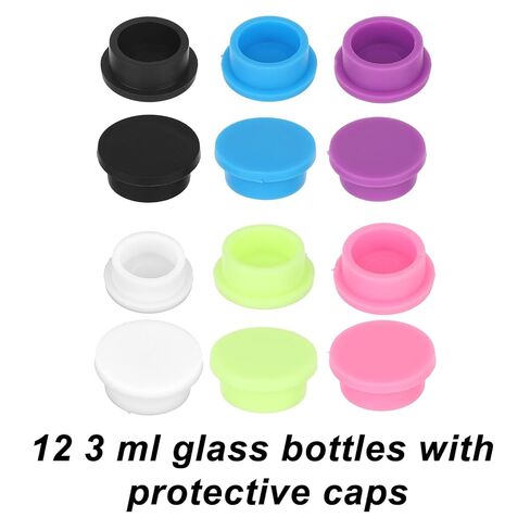 12 Pcs 3ml Glass Vials Protective Caps, 6 Assorted Colors Reusable Leak-Proof Protective Peptide Vial Bottle Lids for Injection Vials Organize and Quickly Identify in Saudi Arabia
