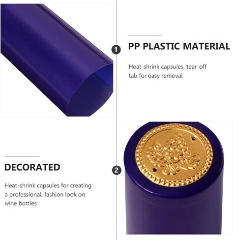 100 قطعة من كبسولات الانكماش الحراري PVC، كبسولات زجاجة النبيذ المنكمشة باللون الأزرق غير اللامع، أغطية الأكمام المنكمشة لأقبية النبيذ والاستخدام المنزلي in Saudi Arabia
