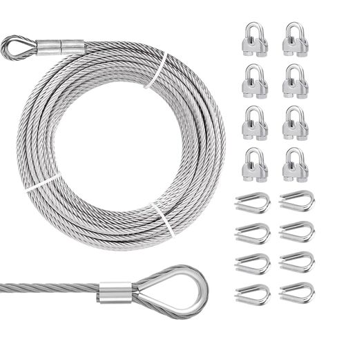 PIUM 10ft 3/16" Stainless Steel Wire Rope with 7x19 Strands, 4000lbs Breaking Strength, Loops for Zipline, Boat Lift, Decking Rails in Saudi Arabia