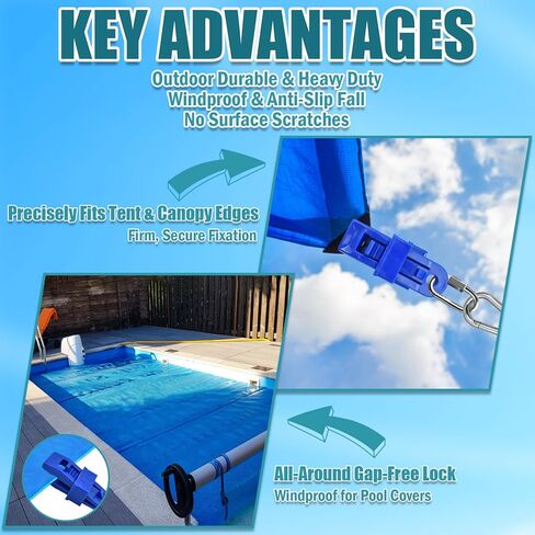 كابل من الفولاذ المقاوم للصدأ مطلي بالفينيل بطول 50 قدم (5/16 بوصة) مزود بحلقات وقبضة قفل شديدة التحمل للخيمة وغطاء المظلة للسيارة والمسبح in Kuwait