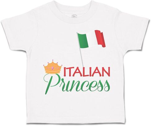 أعلام Toddler T-Shirt الأميرة الإيطالية مع العلم الوطني و Crown Crown Crown Boy & Girl Clother Country Baby Funny Tee Soft Pink Design فقط 24 شهرًا فقط in Kuwait