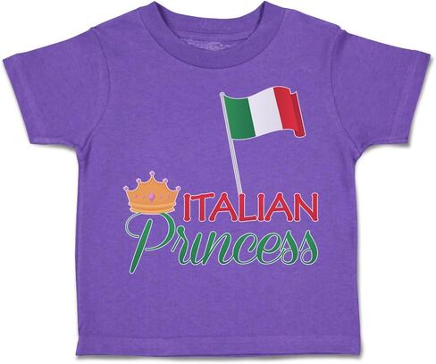 أعلام Toddler T-Shirt الأميرة الإيطالية مع العلم الوطني و Crown Crown Crown Boy & Girl Clother Country Baby Funny Tee Soft Pink Design فقط 24 شهرًا فقط in Kuwait