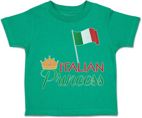 أعلام Toddler T-Shirt الأميرة الإيطالية مع العلم الوطني و Crown Crown Crown Boy & Girl Clother Country Baby Funny Tee Soft Pink Design فقط 24 شهرًا فقط in Kuwait