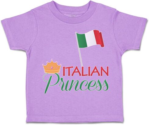 أعلام Toddler T-Shirt الأميرة الإيطالية مع العلم الوطني و Crown Crown Crown Boy & Girl Clother Country Baby Funny Tee Soft Pink Design فقط 24 شهرًا فقط in Kuwait