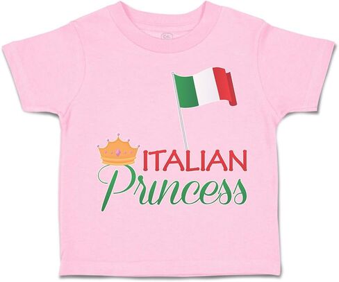 أعلام Toddler T-Shirt الأميرة الإيطالية مع العلم الوطني و Crown Crown Crown Boy & Girl Clother Country Baby Funny Tee Soft Pink Design فقط 24 شهرًا فقط in Saudi Arabia