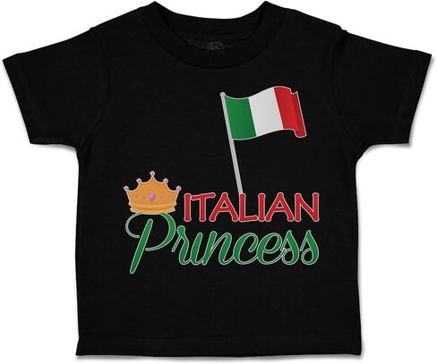 أعلام Toddler T-Shirt الأميرة الإيطالية مع العلم الوطني و Crown Crown Crown Boy & Girl Clother Country Baby Funny Tee Soft Pink Design فقط 24 شهرًا فقط in Kuwait