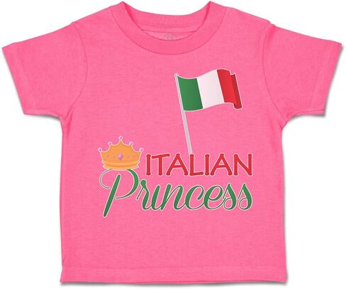 أعلام Toddler T-Shirt الأميرة الإيطالية مع العلم الوطني و Crown Crown Crown Boy & Girl Clother Country Baby Funny Tee Soft Pink Design فقط 24 شهرًا فقط in Kuwait