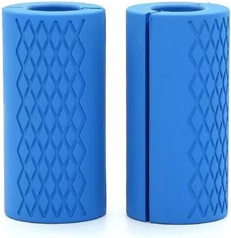 Rubber Barbell Grip, Non-Slip Thick Dumbbell Grip Arm Blaster Adapter, Barbell Clutch Suitable For Row/Puller/Kettlebell, Gym Biceps Arm Muscle Trainer Hands Stress Relieve Blue (1 Pair) in Saudi Arabia