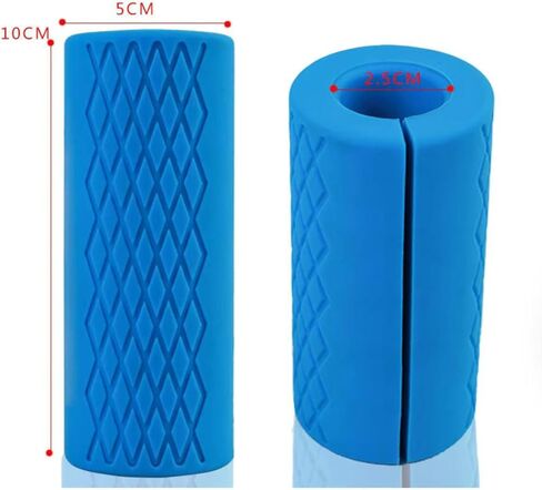 Rubber Barbell Grip, Non-Slip Thick Dumbbell Grip Arm Blaster Adapter, Barbell Clutch Suitable For Row/Puller/Kettlebell, Gym Biceps Arm Muscle Trainer Hands Stress Relieve Blue (1 Pair) in Saudi Arabia
