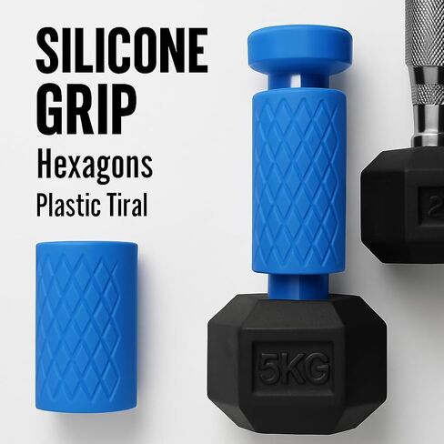 Rubber Barbell Grip, Non-Slip Thick Dumbbell Grip Arm Blaster Adapter, Barbell Clutch Suitable For Row/Puller/Kettlebell, Gym Biceps Arm Muscle Trainer Hands Stress Relieve Blue (1 Pair) in Saudi Arabia