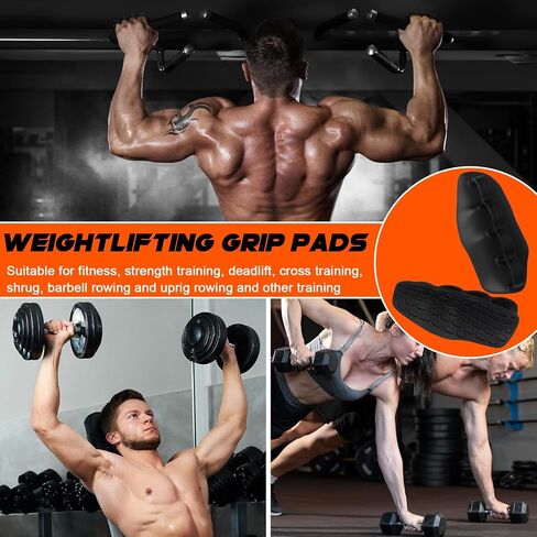 6 Pack Non-Slip Rubber Grips for Weight Lifting - 4 Hole Lifting Gloves with Storage Box for Men and Women Training Palm Protectors for Gym Intensive Training and Exercise (Black) in Saudi Arabia