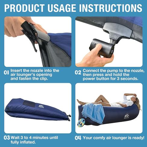 مجموعة مضخة هواء كهربائية محمولة وفوهة من ويكابو لكراسي الهواء - نفخ سريع وسهل، متوافقة مع كراسي الهواء، وعوامات حمام السباحة، والمراتب، والمعدات الخارجية in Kuwait