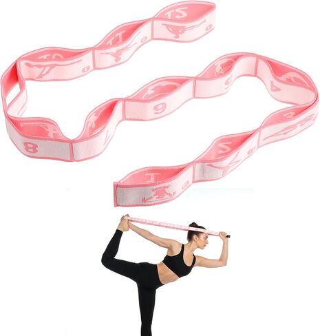 12 Loops Yoga Band, Yoga Bands for Stretching Stretching Bands Stretch Straps with Loops for Dance, Gymnastics, Physical Therapy, Flexibility & Resistance Training, Ballet, Latin Workouts in Saudi Arabia