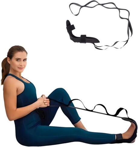 Foot and Calf Stretcher-Stretching Strap For Plantar Fasciitis, Heel Spurs, Foot Drop, Achilles Tendonitis & Hamstring. Yoga Foot & Leg Stretch Strap in Saudi Arabia
