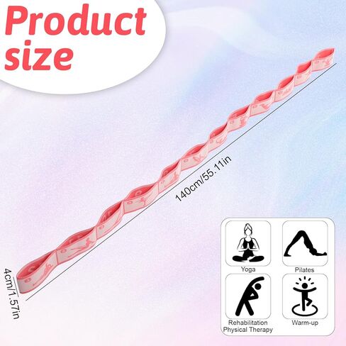 12 Loops Yoga Band, Yoga Bands for Stretching Stretching Bands Stretch Straps with Loops for Dance, Gymnastics, Physical Therapy, Flexibility & Resistance Training, Ballet, Latin Workouts in Saudi Arabia