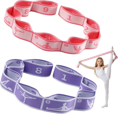 قطعتان من أربطة الرقص النحيفة للأطفال، حزام مطاطي متعدد الحلقات للباليه واللاتينية والجمباز واليوجا وتدريبات المرونة للأطفال وتمارين المقاومة لليوجا in Kuwait