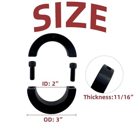 2 "تجويف 3" OD مزدوج الفتح المشبك على مجموعة طوق لولبي مع طلاء أكسيد أسود للبناء والآلات الهندسية والبحرية (4 قطع) in Kuwait