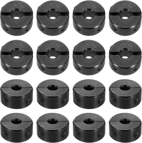uxcell 16pcs Double Split Shaft Collar for 3/16" Shaft, Two-Piece Clamping Collar, 5/8" OD, 5/16" Width, Black Oxide Steel Lock Collar Clamp, Set Screw Style in Saudi Arabia