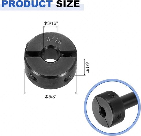 uxcell 16pcs Double Split Shaft Collar for 3/16" Shaft, Two-Piece Clamping Collar, 5/8" OD, 5/16" Width, Black Oxide Steel Lock Collar Clamp, Set Screw Style in Saudi Arabia