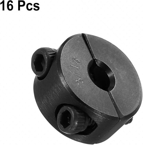 uxcell 16pcs Double Split Shaft Collar for 3/16" Shaft, Two-Piece Clamping Collar, 5/8" OD, 5/16" Width, Black Oxide Steel Lock Collar Clamp, Set Screw Style in Saudi Arabia