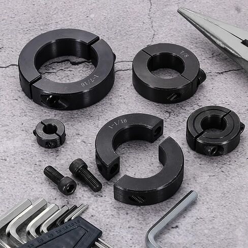 uxcell 16pcs Double Split Shaft Collar for 3/16" Shaft, Two-Piece Clamping Collar, 5/8" OD, 5/16" Width, Black Oxide Steel Lock Collar Clamp, Set Screw Style in Saudi Arabia