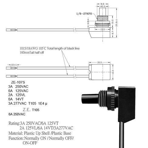 2 Pack Push Button Switch ZING Ear ZE-107S ON-Off 3A 250VAC/6A 125VAC/2A Light Wired Press Switches Appliances Replacement Part for Motorcycle/Auto Car Bathroom Fan with 6" Lines in Saudi Arabia