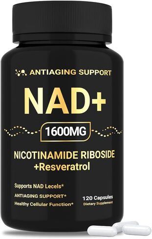 NAD Supplement 1600mg, NAD+ with Resveratrol & Nicotinamide Riboside, Anti-Aging Support, Cellular Energy & Mental Clarity Support, Vegan Non-GMO, 120 Capsules in Saudi Arabia