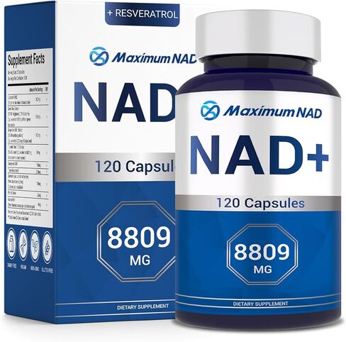 مكمل NAD+ 120 كبسولة - Liposomal NAD+ مع ريسفيراترول للطاقة الخلوية والحيوية اليومية - تركيبة عالية الامتصاص للرجال والنساء - نباتي، غير معدّل وراثيًا، خالي من الغلوتين in Kuwait