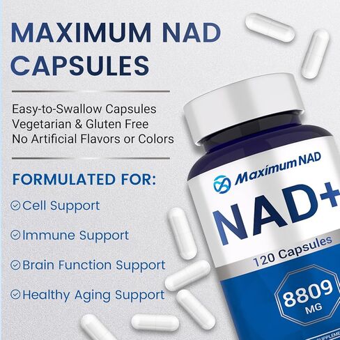 مكمل NAD+ 120 كبسولة - Liposomal NAD+ مع ريسفيراترول للطاقة الخلوية والحيوية اليومية - تركيبة عالية الامتصاص للرجال والنساء - نباتي، غير معدّل وراثيًا، خالي من الغلوتين in Kuwait