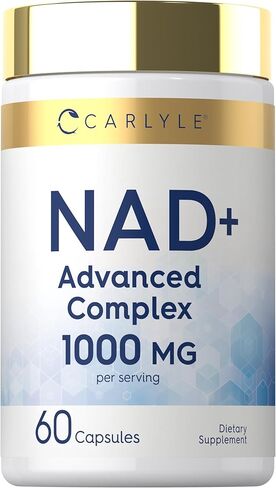 مكمل كارلايل NAD+ للنساء والرجال | 1000 مجم | 60 كبسولة | مركب متطور بالريسفيراترول والكولاجين | غير معدل وراثيًا وخالي من الغلوتين in Saudi Arabia