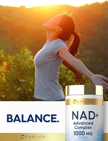 مكمل كارلايل NAD+ للنساء والرجال | 1000 مجم | 60 كبسولة | مركب متطور بالريسفيراترول والكولاجين | غير معدل وراثيًا وخالي من الغلوتين in Saudi Arabia