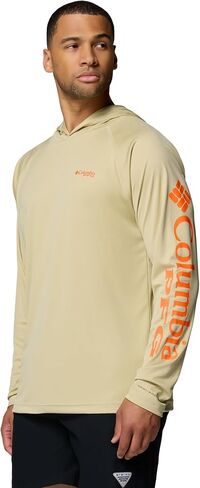 سترة بغطاء للرأس PFG Terminal Tackle للرجال من Columbia بأكمام طويلة لصيد السمك، شعار Serpentine/Spark Orange، بطول 3X in Saudi Arabia