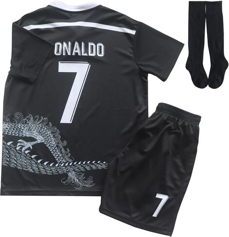 LeenBD No #7 Black Old Dragon Special Edition Kids Soccer Jersey Kit Shorts Socks Set Youth Sizes in Saudi Arabia