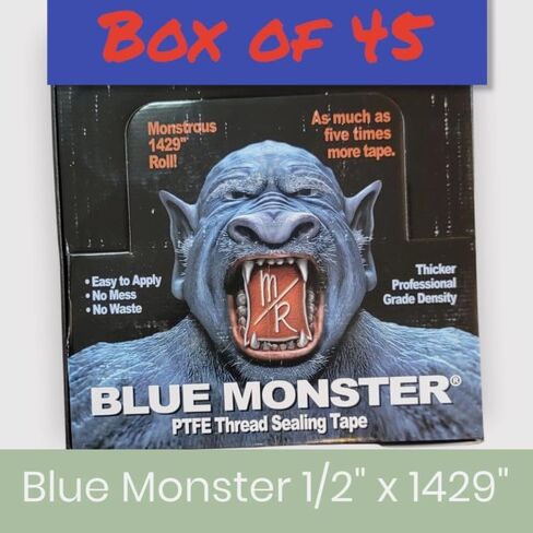 شريط بلو مونستر تيفلون بعرض 1/2 وطول 1,429 بوصة - علبة تحتوي على 45 لفة in Kuwait