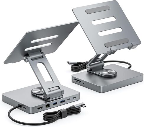 iPad Pro USB C Hub ، محول لـ iPad Pro M4 M2 M1 13 12.9 11 بوصة محطة إرساء الهواء ipad قابلة للطي مع 4K 60Hz HDMI ، شحن PD ، قارئ بطاقة SD/TF ، 3 USB 3.0 ، 3.5 ملم الصوت ، iPad Dock Stand in Kuwait