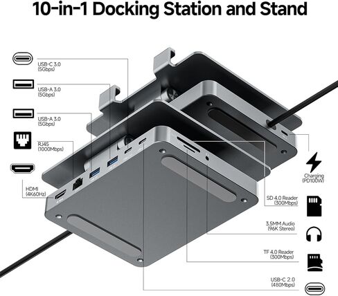 iPad Pro USB C Hub ، محول لـ iPad Pro M4 M2 M1 13 12.9 11 بوصة محطة إرساء الهواء ipad قابلة للطي مع 4K 60Hz HDMI ، شحن PD ، قارئ بطاقة SD/TF ، 3 USB 3.0 ، 3.5 ملم الصوت ، iPad Dock Stand in Kuwait