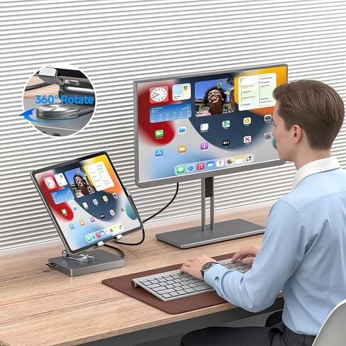 iPad Pro USB C Hub ، محول لـ iPad Pro M4 M2 M1 13 12.9 11 بوصة محطة إرساء الهواء ipad قابلة للطي مع 4K 60Hz HDMI ، شحن PD ، قارئ بطاقة SD/TF ، 3 USB 3.0 ، 3.5 ملم الصوت ، iPad Dock Stand in Kuwait