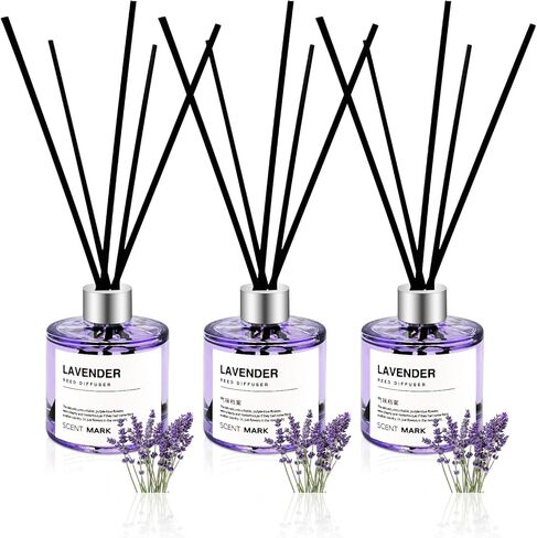 Reed Diffuser Set of 3 Pack,50ML Lavender Jasmine Gardenia Scented Oil Diffuser with 5 Sticks,Home Fragrance Reed Diffuser for Bedroom Bathroom Office (Lavender/Jasmine/Gardenia) in Saudi Arabia