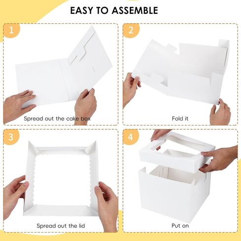 TOMNK 30 عبوة من علب الكيك مقاس 25.4 سم، 25.4 × 25.4 × 20.32 سم حاويات مخبز حامل الكيك الأبيض، صناديق مخبوزات للاستعمال مرة واحدة لعيد الحب وعيد الأم للكعك والكعك والفطائر والمعجنات in Kuwait