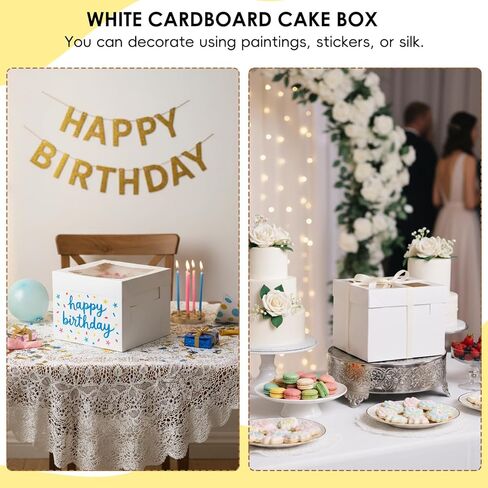 TOMNK 30 عبوة من علب الكيك مقاس 25.4 سم، 25.4 × 25.4 × 20.32 سم حاويات مخبز حامل الكيك الأبيض، صناديق مخبوزات للاستعمال مرة واحدة لعيد الحب وعيد الأم للكعك والكعك والفطائر والمعجنات in Kuwait