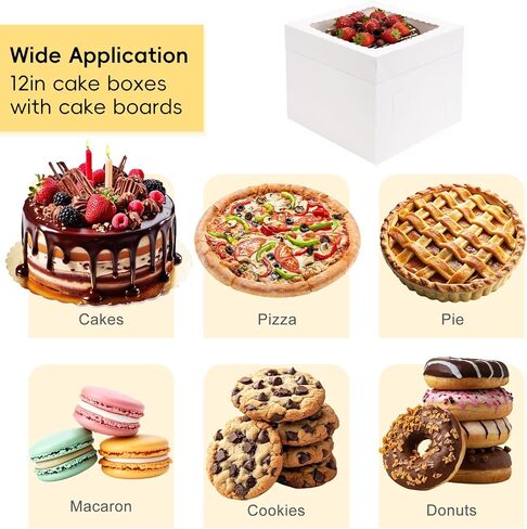 TOMNK 30 عبوة من علب الكيك مقاس 25.4 سم، 25.4 × 25.4 × 20.32 سم حاويات مخبز حامل الكيك الأبيض، صناديق مخبوزات للاستعمال مرة واحدة لعيد الحب وعيد الأم للكعك والكعك والفطائر والمعجنات in Kuwait