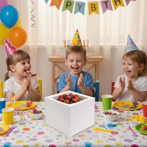 TOMNK 30 عبوة من علب الكيك مقاس 25.4 سم، 25.4 × 25.4 × 20.32 سم حاويات مخبز حامل الكيك الأبيض، صناديق مخبوزات للاستعمال مرة واحدة لعيد الحب وعيد الأم للكعك والكعك والفطائر والمعجنات in Kuwait