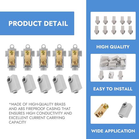 10 قطع ترقية 6 AWG T-Type سلك موصل طقم صواميل، 60A محطة أسلاك سريعة، موصل سلك دائرة مقاومة للحرارة العالية، موصل لصق مقاوم للاهتزاز للسيارات والبحرية والدوائر المنزلية in Kuwait