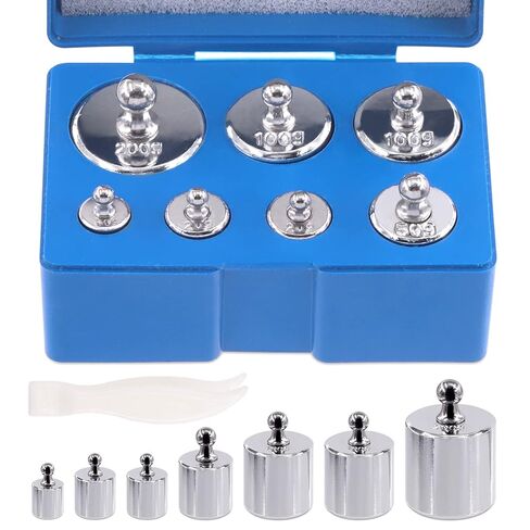 8 Pcs Precision Scale Calibration Weight Set, 10g 2x20g 50g 2x100g 200g Grams Steel Weights Calibration with Tweezers for Digital Balance Scale, Jewellery Scale, M2 Class(Totally 500g) in Saudi Arabia