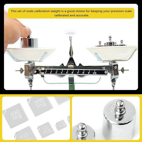 8 Pcs Precision Scale Calibration Weight Set, 10g 2x20g 50g 2x100g 200g Grams Steel Weights Calibration with Tweezers for Digital Balance Scale, Jewellery Scale, M2 Class(Totally 500g) in Saudi Arabia
