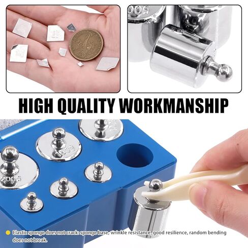 8 Pcs Precision Scale Calibration Weight Set, 10g 2x20g 50g 2x100g 200g Grams Steel Weights Calibration with Tweezers for Digital Balance Scale, Jewellery Scale, M2 Class(Totally 500g) in Saudi Arabia